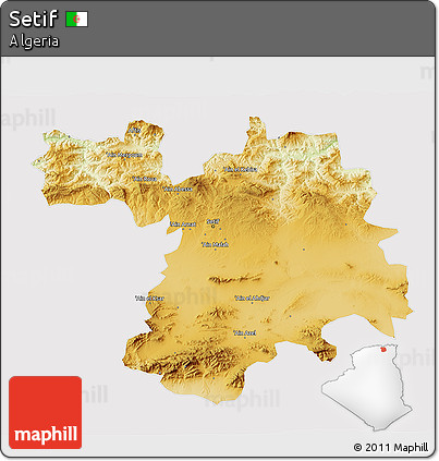 Physical 3D Map of Setif, cropped outside