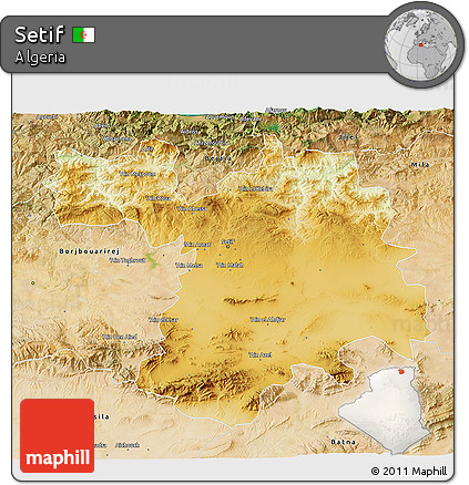 Physical 3D Map of Setif, satellite outside