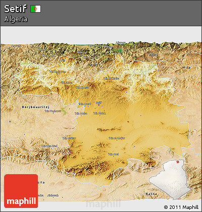 Physical 3D Map of Setif, satellite outside