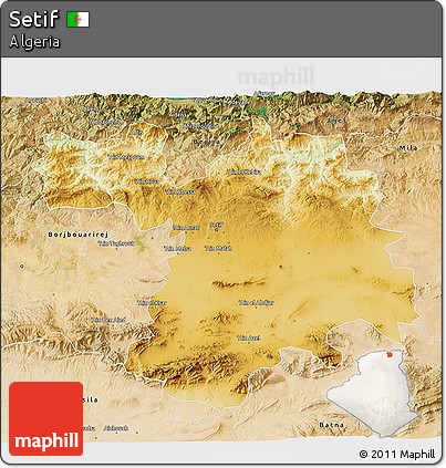 Physical 3D Map of Setif, satellite outside
