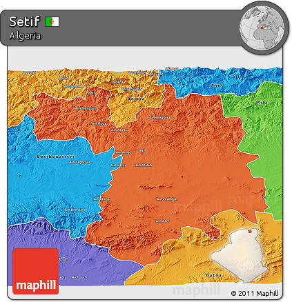 Political 3D Map of Setif