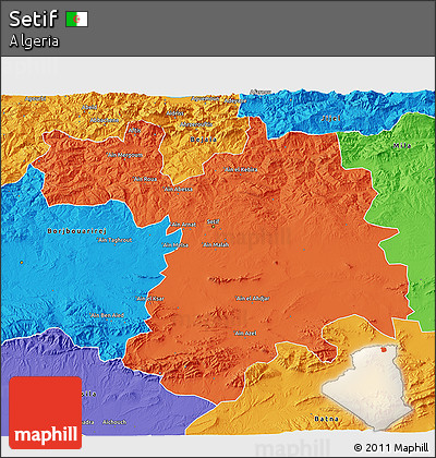 Political 3D Map of Setif