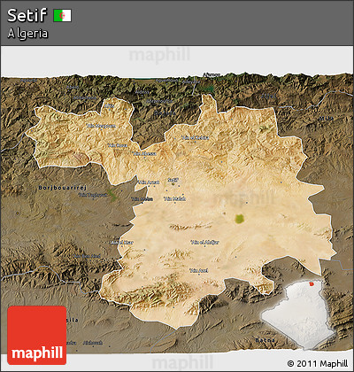 Satellite 3D Map of Setif, darken