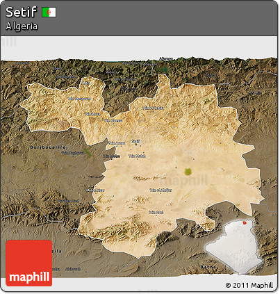 Satellite 3D Map of Setif, darken