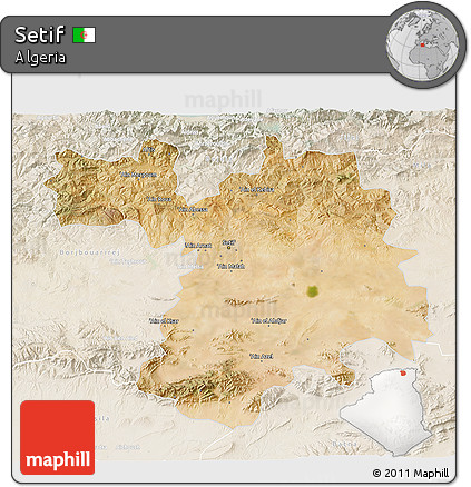 Satellite 3D Map of Setif, lighten