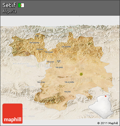 Satellite 3D Map of Setif, lighten