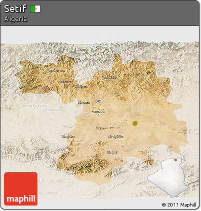 Satellite 3D Map of Setif, lighten