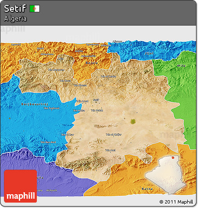 Satellite 3D Map of Setif, political outside