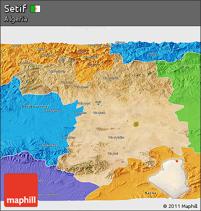 Satellite 3D Map of Setif, political outside