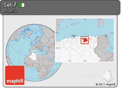 Gray Location Map of Setif, highlighted country