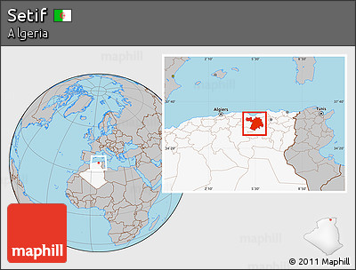 Gray Location Map of Setif, highlighted country