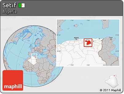 Gray Location Map of Setif, highlighted country