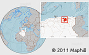 Gray Location Map of Setif, highlighted country, hill shading