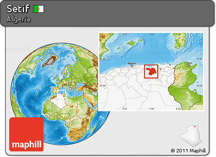 Physical Location Map of Setif, highlighted country