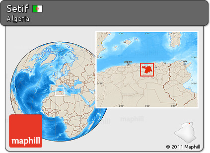 Shaded Relief Location Map of Setif