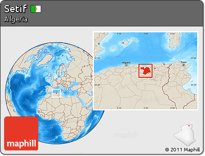 Shaded Relief Location Map of Setif