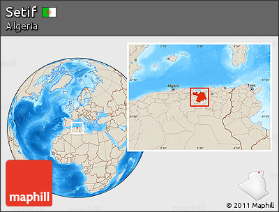 Shaded Relief Location Map of Setif