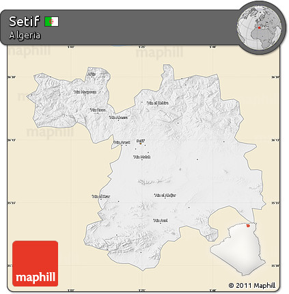 Classic Style Map of Setif, single color outside
