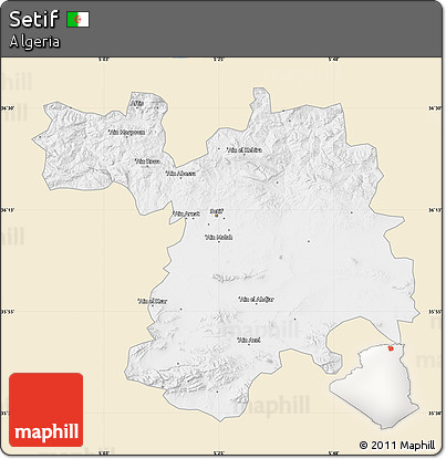Classic Style Map of Setif, single color outside