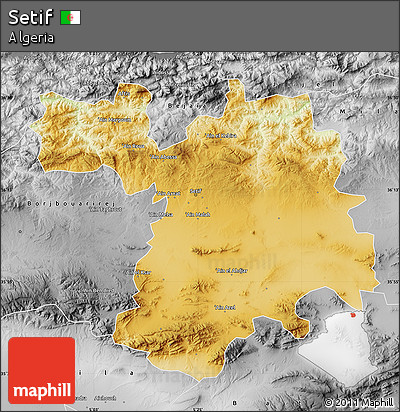 Physical Map of Setif, desaturated