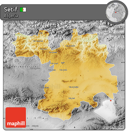 Physical Map of Setif, desaturated