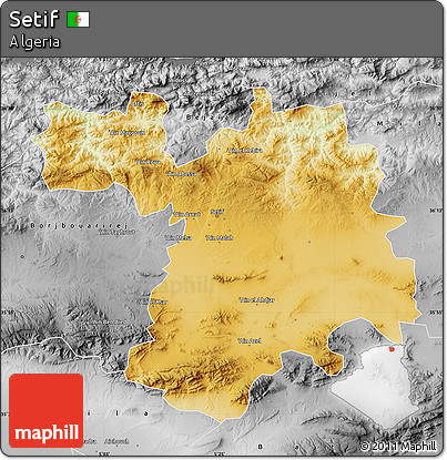 Physical Map of Setif, desaturated