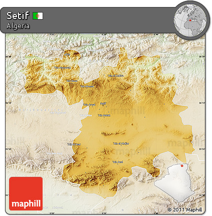 Physical Map of Setif, lighten