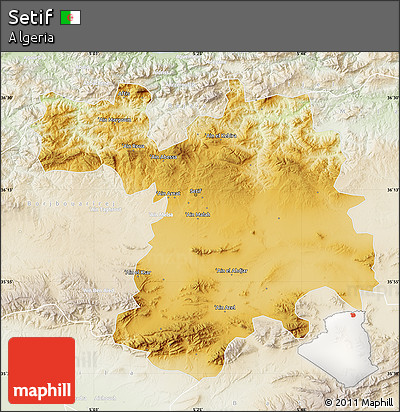 Physical Map of Setif, lighten