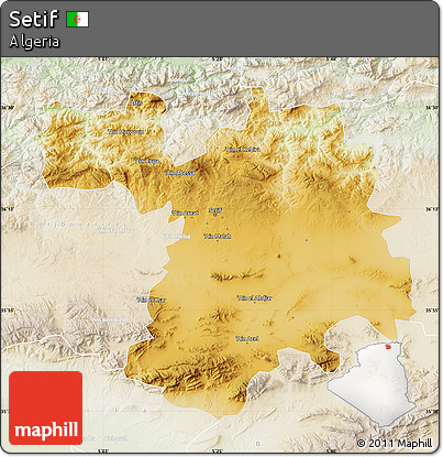 Physical Map of Setif, lighten