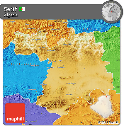 Physical Map of Setif, political outside