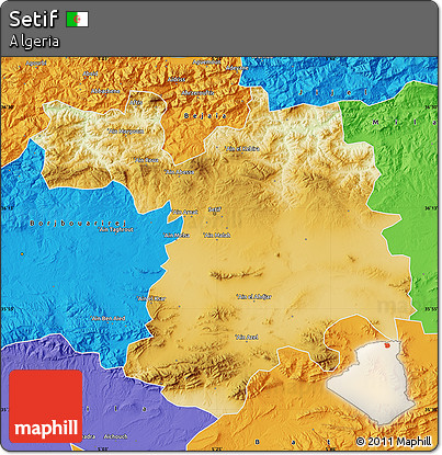Physical Map of Setif, political outside