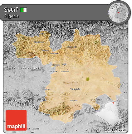 Satellite Map of Setif, desaturated
