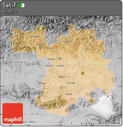 Satellite Map of Setif, desaturated