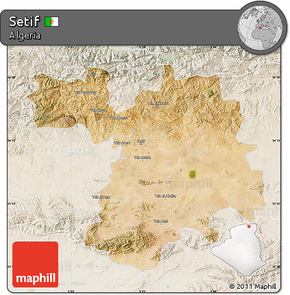 Satellite Map of Setif, lighten
