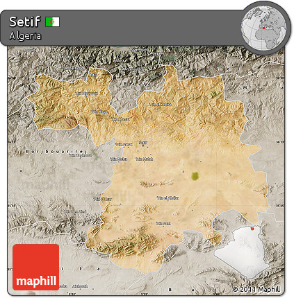 Satellite Map of Setif, semi-desaturated