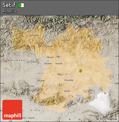 Satellite Map of Setif, semi-desaturated
