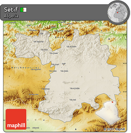 Shaded Relief Map of Setif, physical outside