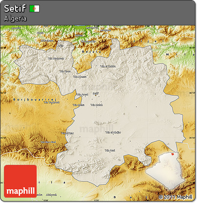 Shaded Relief Map of Setif, physical outside