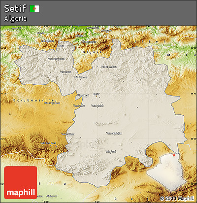 Shaded Relief Map of Setif, physical outside