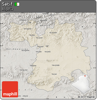 Shaded Relief Map of Setif, semi-desaturated