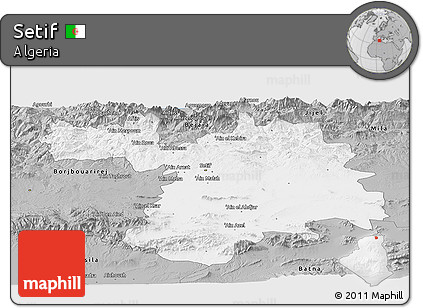 Gray Panoramic Map of Setif
