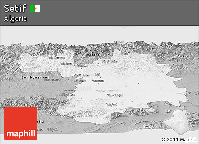 Gray Panoramic Map of Setif