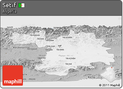 Gray Panoramic Map of Setif