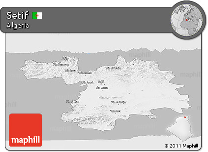 Gray Panoramic Map of Setif, single color outside