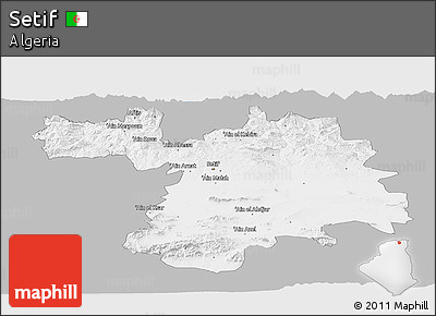 Gray Panoramic Map of Setif, single color outside
