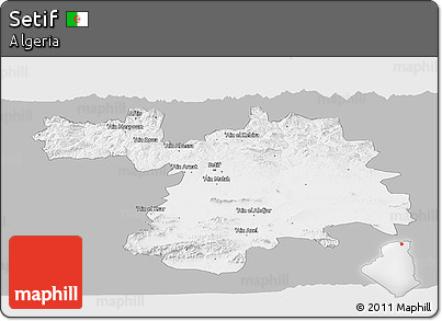 Gray Panoramic Map of Setif, single color outside