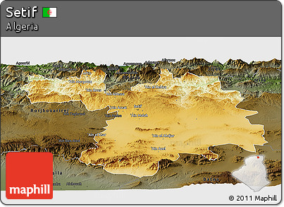 Physical Panoramic Map of Setif, darken