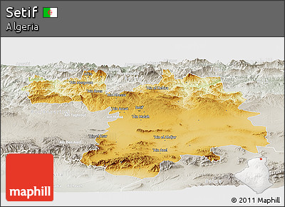 Physical Panoramic Map of Setif, lighten, semi-desaturated