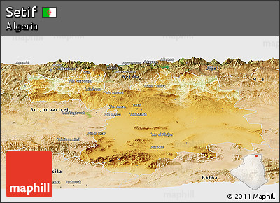 Physical Panoramic Map of Setif, satellite outside