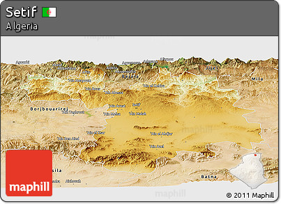 Physical Panoramic Map of Setif, satellite outside